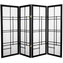 Red Lantern 4 ft. Short Eudes Shoji Screen - Black - 4 Panels