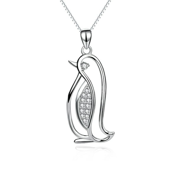 Sterling Silver Penguin Necklace - Penguin Pendant Jewelry for Women Gifts