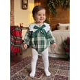thumbnail image 5 of RUINIXCW Baby Girl Christmas Romper Plaid Bow Snap Crew Neck Long Sleeve Jumpsuit, 5 of 8