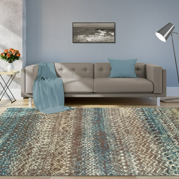 Sunderland Abstract Indoor Area Rug by Blue Nile Nills - 5' x 8', Taupe/Ivory