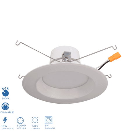 

Perlglow 5-6 inch Retrofit Round Downlight Luminaire White Finish Dimmable LED Recessed Lighting Fixture With E26 Adapter 5000k