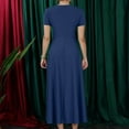 thumbnail image 4 of Evdexr Long Maxi Dresses for Women Plus Size Solid Color Dress Short Sleeve Crew Neck Dresses Royal Blue 2XL, 4 of 4