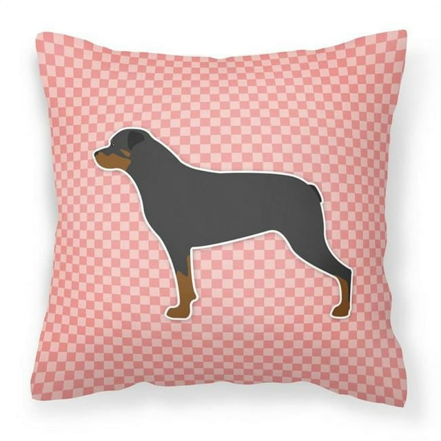 Carolines Treasures BB3666PW1818 Rottweiler Coussin Décoratif en Tissu à Damier Rose