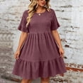 thumbnail image 5 of Horkkom Summer Dresses for Women Short Sleeve Mini Solid Color T Shirt Dress Vacation Beach Sundresses, XL-5XL, 5 of 8