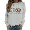 thumbnail image 4 of Funny Goose Womens Pullover Crewneck Long Sleeve Autumn Winter Solid Graphic Sweater Casual Halloween Party Tops Light Gray S, 4 of 5