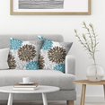 thumbnail image 3 of Brown Blue Pillow Covers 18x18 Inch 2 Pcs, Summer Geometric Elegant Dahlia Decorative Throw Pillows, Dark Teal Flower Outdoor Decor Pillowcase Square Cushion Cover Gift for Couch, 3 of 6