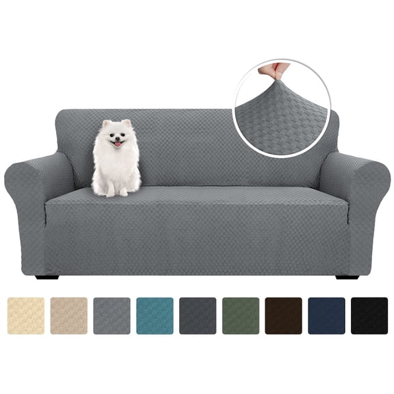JIATER 1-Piece Sofa Cover Stretch Couch Cover Washable Sofa Slipcover Furniture Protector for 3 Cushion Sofa,Light Gray