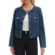 thumbnail image 1 of CHAQUETA DE JEAN CORTA PARA MUJER INSPIRE CHIC SIN COLLAR 2025, MANGA LARGA, DENIM, TALLA XL, AZUL OSCURO, 1 of 6