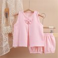 thumbnail image 3 of oqasdz Girls Fall Outfits Dress New Solid Color Double Layer Yarn Breathable Comfortable Bow Homewear Clothing Sets Size 12-18 M, 3 of 3