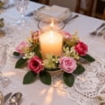 thumbnail image 4 of Plastic Candlestick Decorative Ring Simulated Rose Candlestick Wreath Artificial Flower Candle Holders and Window Display for Wedding Tabletop Decorations(1Pcs) Rkxzt, 4 of 8