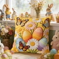 thumbnail image 4 of AURIGATE Easter Embroidered Egg & Butterfly Pillowcase, 17.72in Decorative Throw Pillow Cover, Festive Spring Easter Sofa Couch Home Decor (Multi-Pattern), 4 of 6