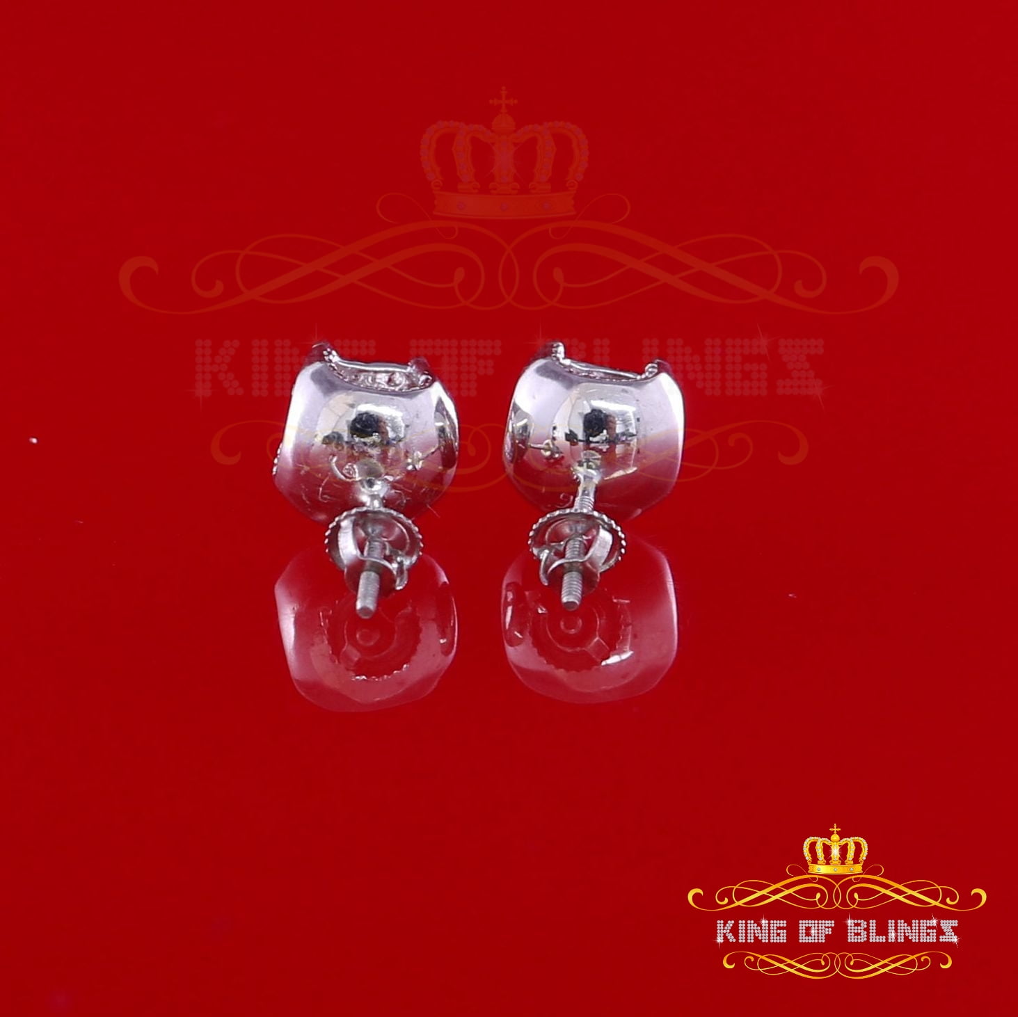 King of Bling's Women's Stud In 925 White Sterling Silver 0.15ct Diamond Stud Men's Earrings