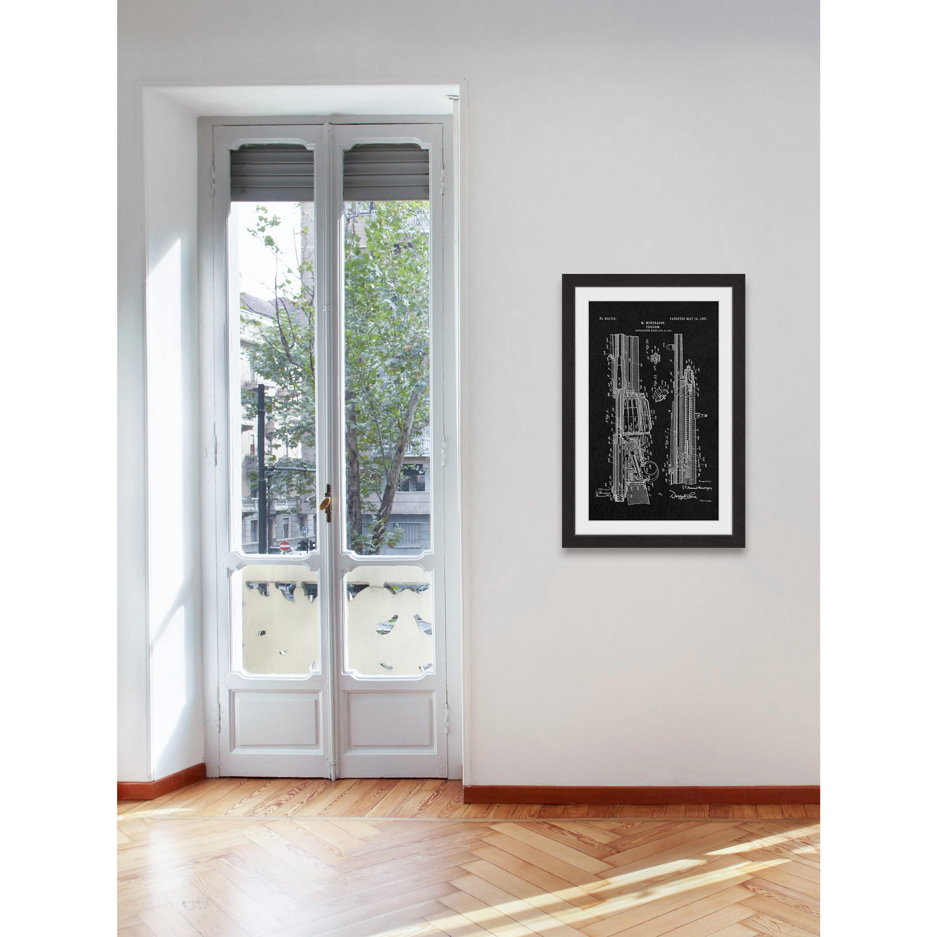"Rifle 1907 Black Paper" Framed Painting Art Print