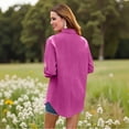 thumbnail image 5 of Effortless Solid Color Everyday Shirt, Long Sleeve Button-Up Top with Airy Loose Fit & Moisture-Wicking Comfort Technology,Hot Pink M, 5 of 5