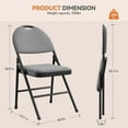 thumbnail image 3 of Twister.CK Folding Chairs 4 Pack, Metal Foldable Chair with Cushion and Non-Slip Feet Pads, Linen Party Chairs, for Meeting Room, Dining Room, Dark Gray, 3 of 6