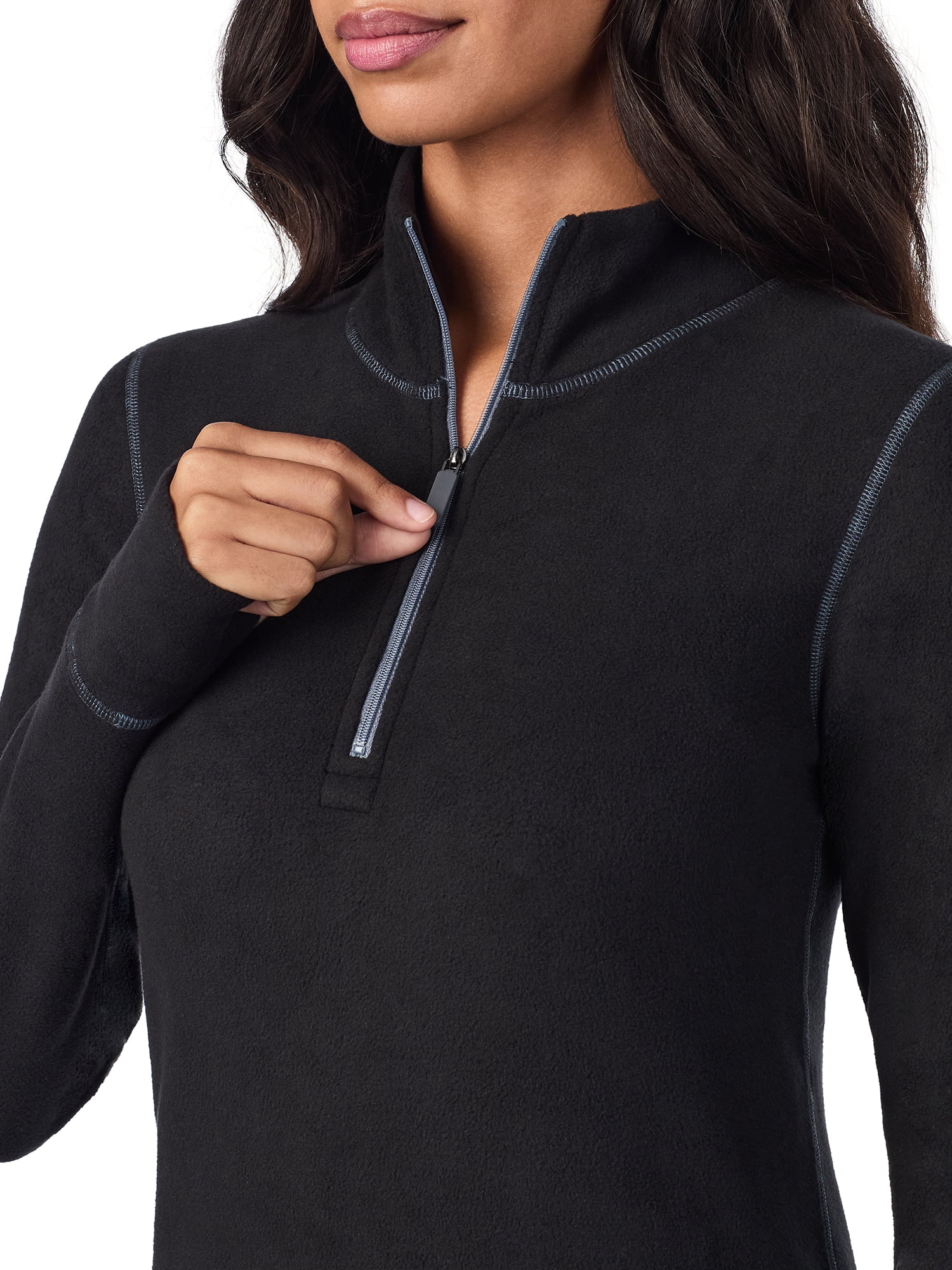 ClimateRight by Cuddl Duds Women's Warm Stretch Fleece Long Sleeve Mock with Half Zip Thermal Base Layer Top, Sizes XS to 4X