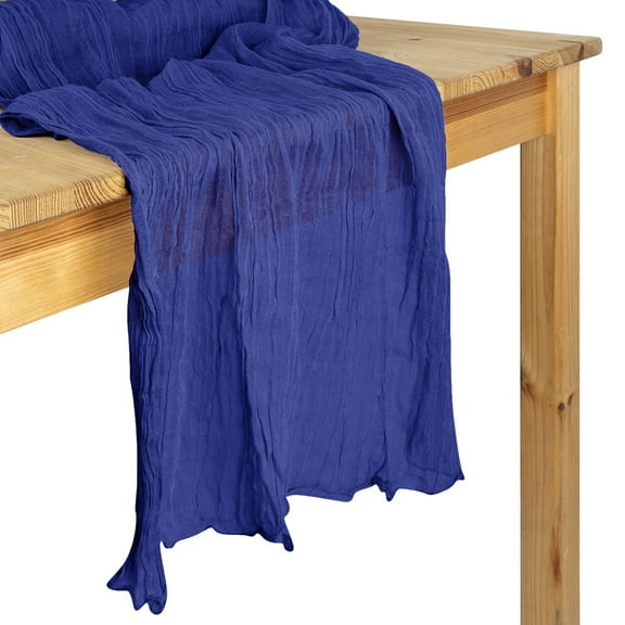 Koyal Wholesale Gauze Cheesecloth Table Runner Fabric Netting Sheer Tablecloth, Navy Blue