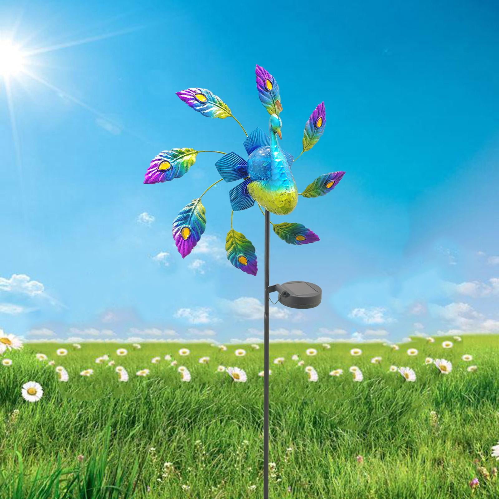 Solar Wind Metal Garden Stake Outdoor Decorative Wind Sculpture for Yard Pathway Lawn Patio Porch Plants Decor