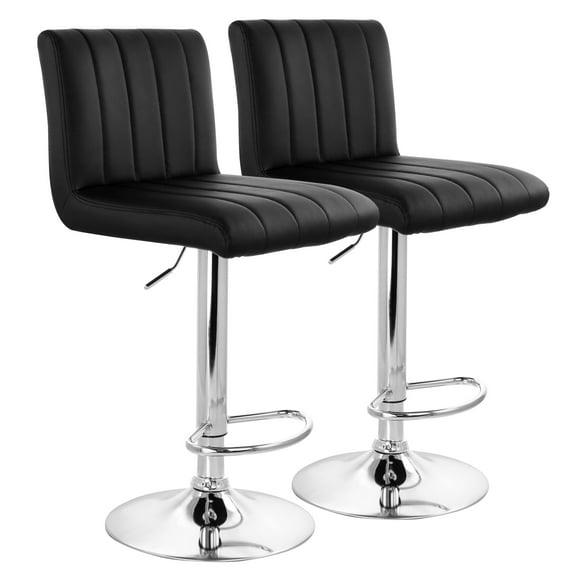 Elama Bar Stool with Adjustable Height & Swivel, Black, Set of 2