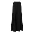 thumbnail image 3 of Women's Tiered Ruffle Hem Wide Leg Pants - Elastic Waist, Flowy Palazzo Boho Style, Casual/Outdoor Wear - Size XL-XXXXXL, 3 of 4