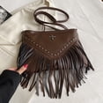 thumbnail image 6 of Yucurem Women Pu Studded Tassel Shoulder Bag Fringe Hobo Bag For Outdoor Travel (Coffee) Fashion shoulder bag (Coffee), 6 of 9
