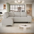 thumbnail image 3 of 88.2" Convertible Sleeper Sofa Bed with Storage Ottoman, L-Shaped Sectional Sofa with Cup Holder & Charging Stations, Pull Out Sofa Couch with Chaise for Living Room, Beige, 3 of 9
