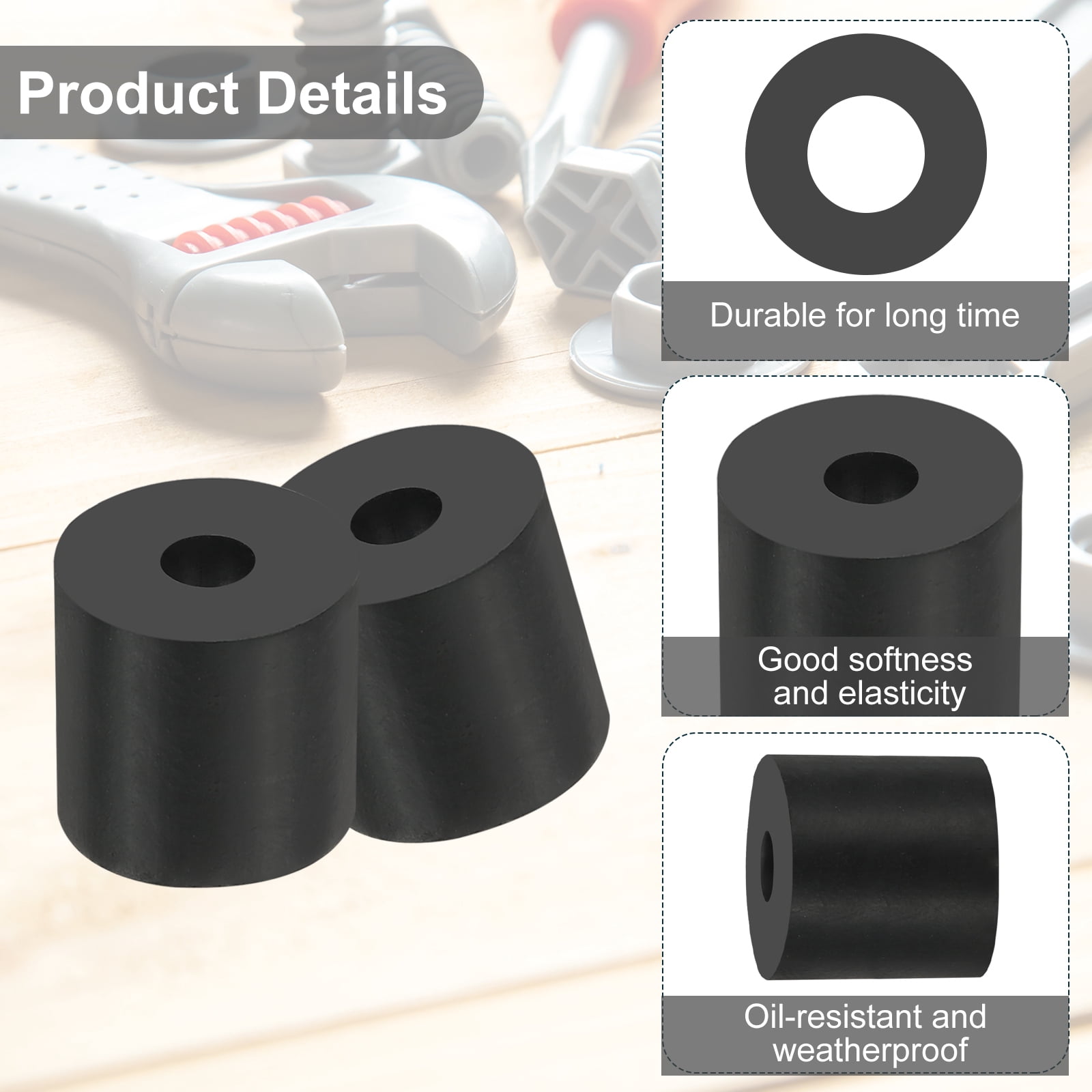 Uxcell 50 Pcs 0.2"ID x 0.8"OD x 0.6"T Multi Purpose Rubber Spacer