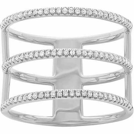 0.34 Carat T.W. Diamond 14kt White Gold 3-Row Fashion Ring