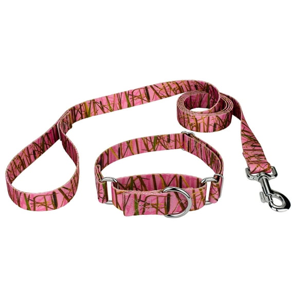 Country Brook Petz® Pink Waterfowl Camo Martingale Dog Collar and Leash, Medium