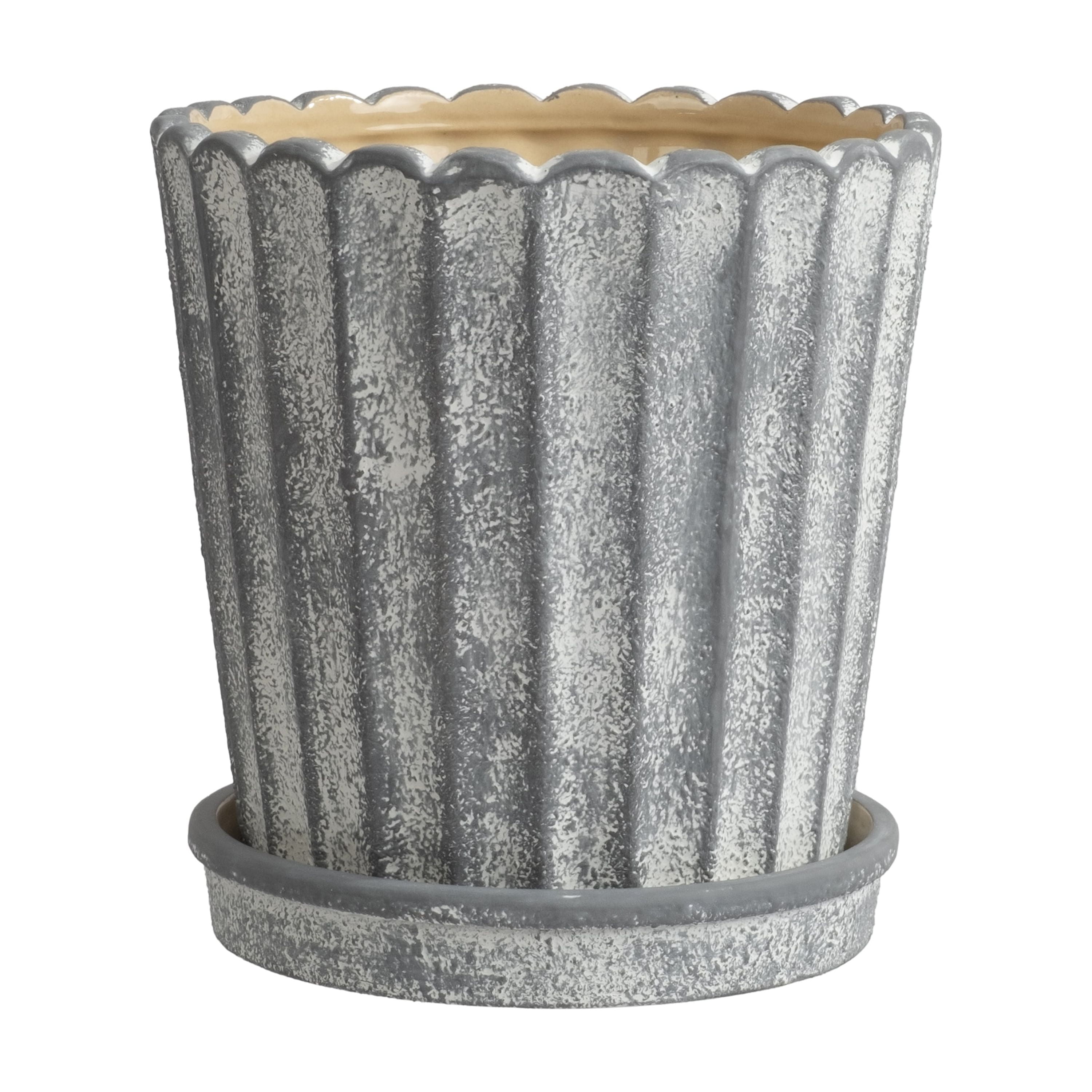 My Texas House 8 inch Shell Gray Ceramic Planter Pot - Walmart.com