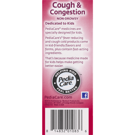 Pediacare Children's Long-acting Cough Cherry, Children's Cough and Congestion, 4-Ounce