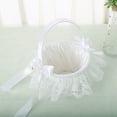 thumbnail image 2 of Toyvian Wedding Supplies White Lace Flowers Busket Satin Petal Basket for Ceremony Use, 2 of 8