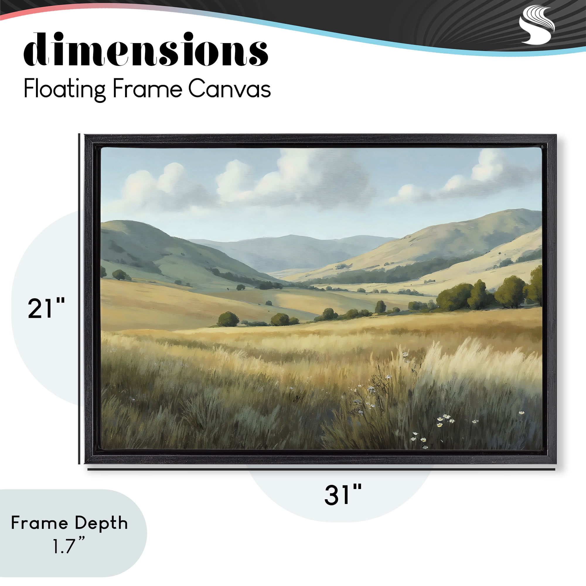 Stupell Industries Rolling Hills at Golden Hour Black Framed Floater Canvas Wall Art, design by Creative Studio