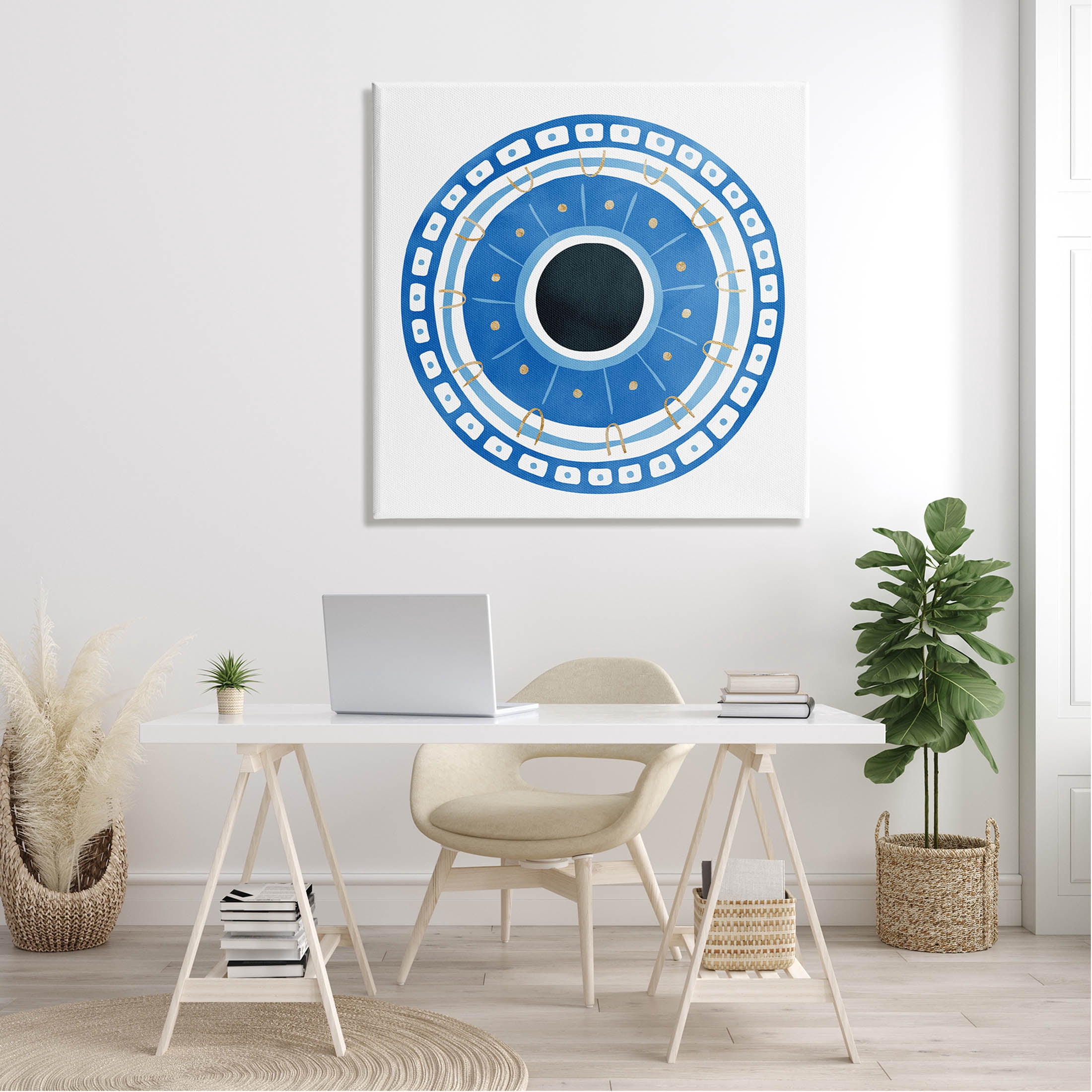 Stupell Industries Spiritual Mati Evil Eye Blocked Pattern Graphic Art Gallery Wrapped Canvas Print Wall Art, Design by Ziwei Li