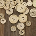 thumbnail image 5 of Huanledash 50 Pcs Mixed Wooden Buttons Natural Color Round 4-Holes Sewing Scrapbooking DIY, 5 of 7