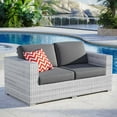 thumbnail image 2 of Lounge Loveseat Sofa, Rattan, Wicker, Grey Gray, Modern Contemporary Urban Design, Outdoor Patio Balcony Cafe Bistro Garden Furniture Hotel Hospitality, 2 of 8