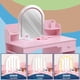 thumbnail image 4 of Rosa 2 - in - 1 para niños vanity con lighted mirror, estante, cajón y abiertos estantes - suitable para 3 - 9 yrs girls, 4 of 8