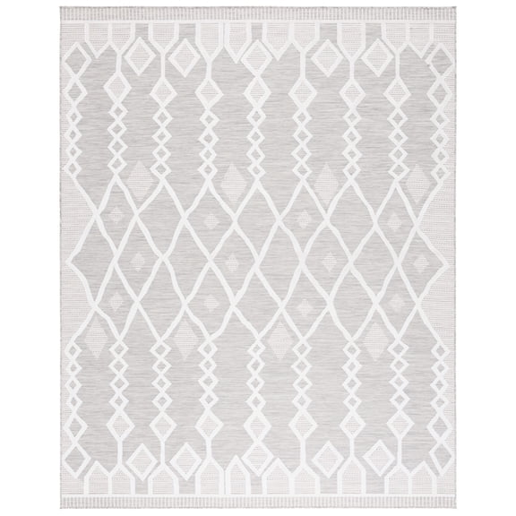 SAFAVIEH Cabana Salim Geometric Indoor/Outdoor Area Rug, Grey/Ivory, 8' x 10'