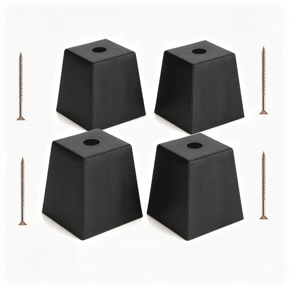 3 Inch Plastic Sofa Couch Legs 4 Pack Square Replacement Furniture Feet Set with Mounting Screws Heavy Duty Black Feet Risers for Chair Cabinet Table Bed