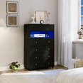 thumbnail image 4 of 5 Drawer Black Dresser with LED Lights & Power Outlets, Modern Storage Cabinet for Bedroom, 4 of 7