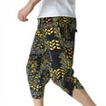 thumbnail image 4 of Lilgiuy Men Casual Fashion Floral Printing Mid Waist Capris Pants Harlan Pants for Gym Workout Athletic Training, 4 of 5