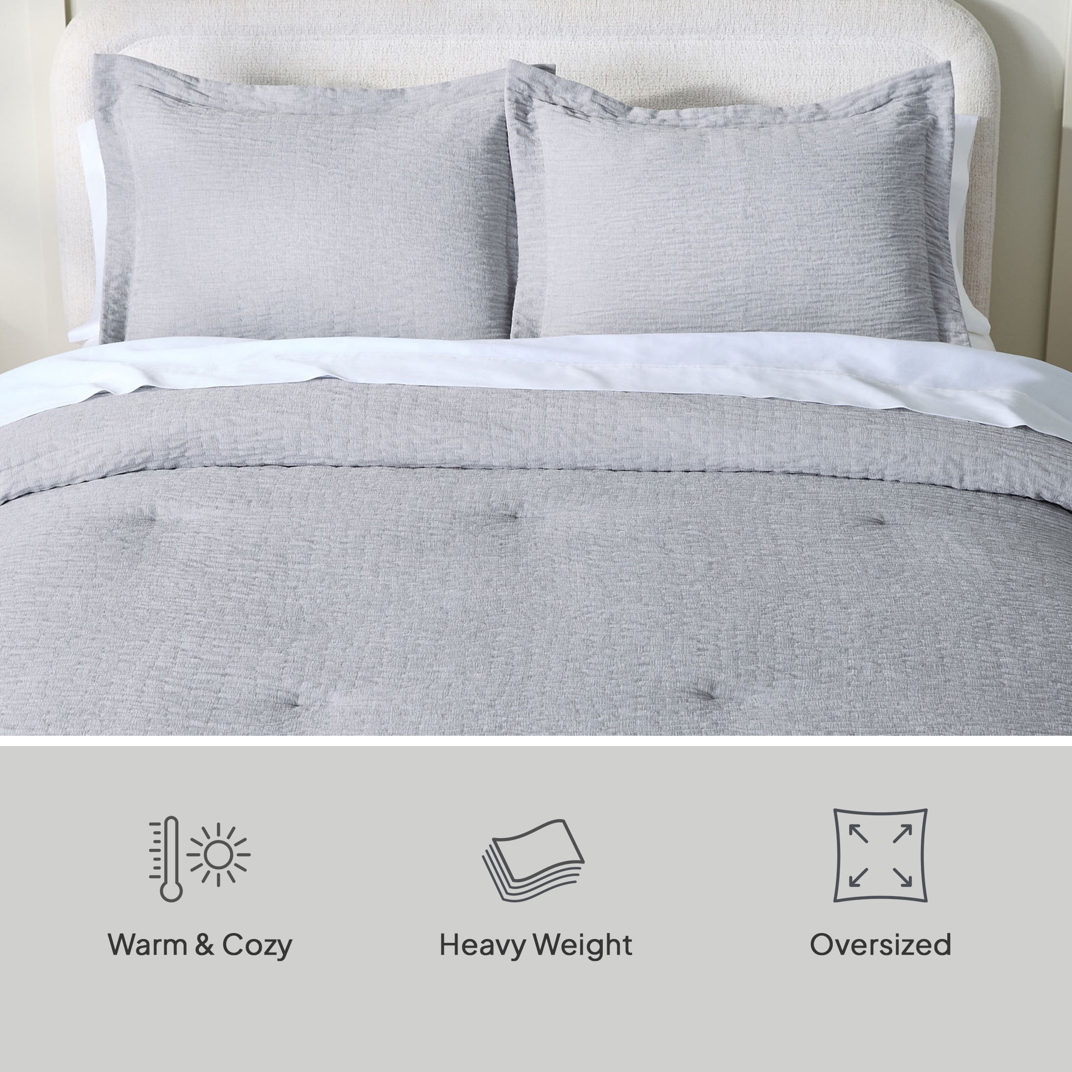 Better Homes & Gardens 3-Piece Soft Silver Rippled Chenille Comforter Set, King