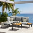 thumbnail image 2 of Homall Patio Conversation Set Outdoor Sofa Metal L-shape Patio Sofa with Cushion, Gray, 2 of 7