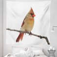 thumbnail image 1 of Cardinal Tapestry, Wildlife Wings Modish Songbird Northern Flying Animal Winter Season, Fabric Wall Hanging Decor for Bedroom Living Room Dorm, 5 Sizes, White Almond and Umber, by Ambesonne, 1 of 1