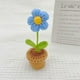 thumbnail image 3 of Decoración de maceta de ganchillo hecha a mano - Planta de rosas tejida para salpicadero de coche, oficina, decoración del hogar - Mini flores de simulación de lana, 3 of 3