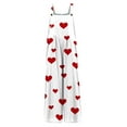 thumbnail image 4 of Fgvctg Valentine's Day Jumpsuits for Women Overalls Sleeveless Date Night Spaghetti Straps Overalls Holiday Wide Leg Pant Love Heart Print Bib Overalls Rompers Sprimg Pant With Pockets Deep Red M, 4 of 5