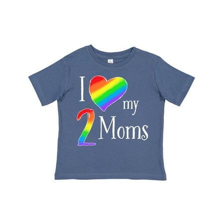 

Inktastic I Love My Two Moms- Pride Rainbow Heart Gift Toddler Boy or Toddler Girl T-Shirt