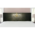 thumbnail image 1 of Grunge Headboard, Classic Chandelier in a Dark Gothic Wooden Room Vintage Style Room Picture, Upholstered Decorative Metal Bed Headboard with Memory Foam, King Size, Grey and Yellow, by Ambesonne, 1 of 4