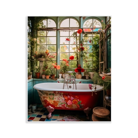 Floral Sunroom Tub Wall Plaque Art, design by Lettered and Lined