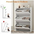 thumbnail image 6 of Historyli Shoe Storage Cabinet, with Adjustable Shelves, Hidden Shoe Organizer, with 3 Flip Drawers, Antique White, 6 of 8